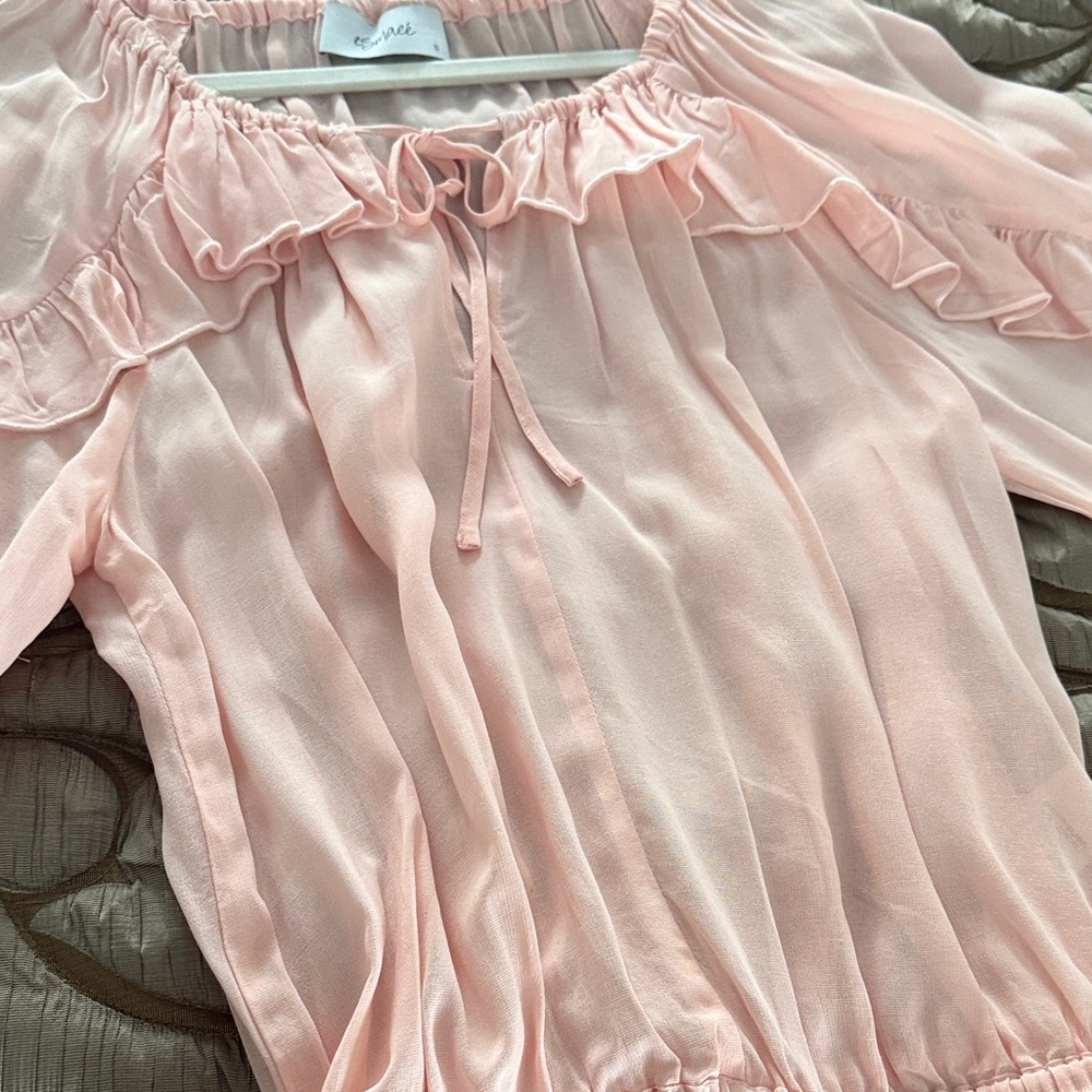 Xhilaration Light Pink Ruffle Blouse